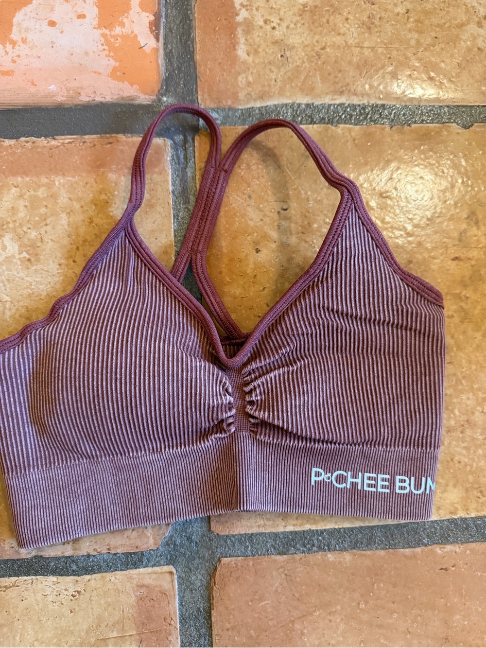P.E. Chee Bun Mauve Ribbed Light-Support Sports Bra